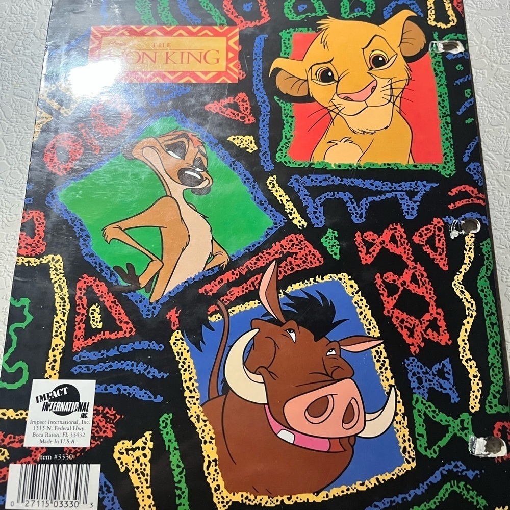 1994 Disney Cartoon Simba Lion King & Beauty & Beast Folder Impact Inc - Picture 3 of 4